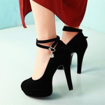 Ulass Red And Black Tie Up High Heel Party Shoes