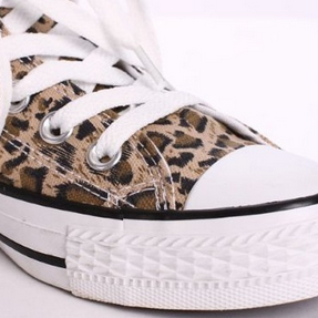 Leopard Print Canvas Lace-up Sneakers