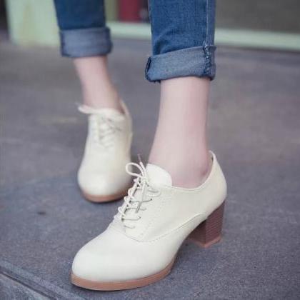 Ulass Beige White Black Yellow Cute Lace Up Oxford..