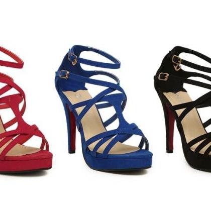 Strappy High Heel Sandals With Double Ankle Straps..