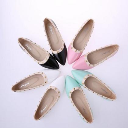 Pastel Coloured Pointed Toe Studded..