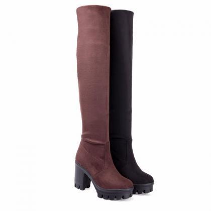 Ulass Women Faux Suede Stretch Tight Over The Knee..
