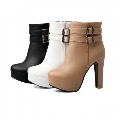 Ulass Womens Faux Leather Comfortable Ankle Boots..