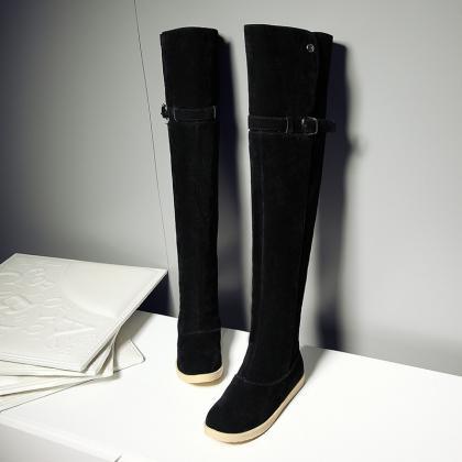 Ulass 3 Colors Scrub Winter Boots Over The Knee..