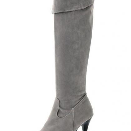 Pointed-toe High Heel Knee High Boots In Faux..