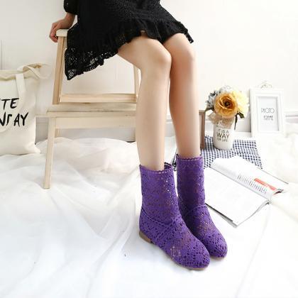 Ulass -selling 2016 Women Boots Knitted Hollow..