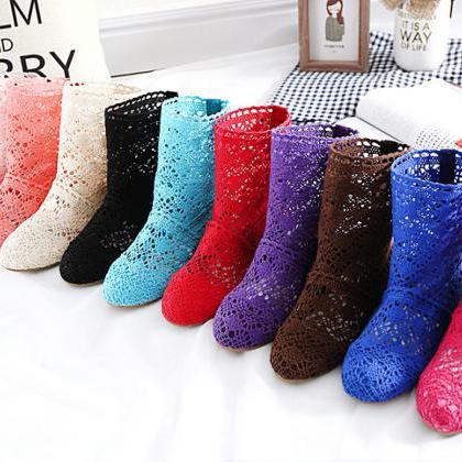 Ulass -selling 2016 Women Boots Knitted Hollow..