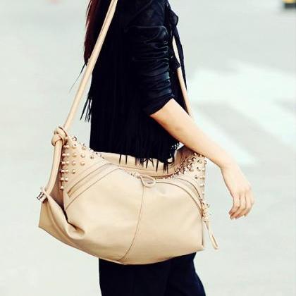 Ulass Fashion Black Rivet Shoulder Bag Bag-bb-6