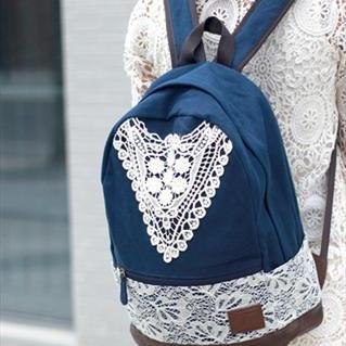 Ulass Nice Hollow Blue Lace Backpack-bb-8