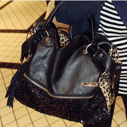 Ulass Elegant Sequined Leopard Handbag-bb-19