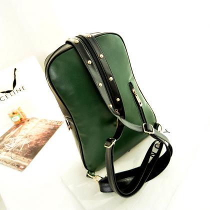 Ulass Retro Cello Rivet Leather Backpack-bb-22