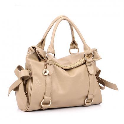 Ulass Fashion Cream Bow Temperament Handbag-bb-32