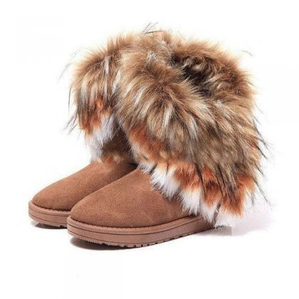 Ulass Autumn And Winter Snow Boots Feathers Fox..