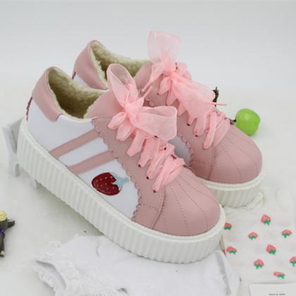 Ulass 2 Colors Lolita Kawaii Strawberry Shoes..
