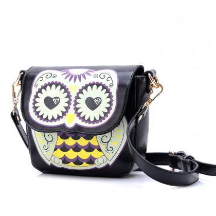 Ulass Cute Owl Floral Print Cartoon Shoulder Bag..
