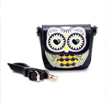 Ulass Cute Owl Floral Print Cartoon Shoulder Bag..