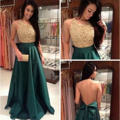 Ulass 2017 Appliques And Satin Prom Dresses,..