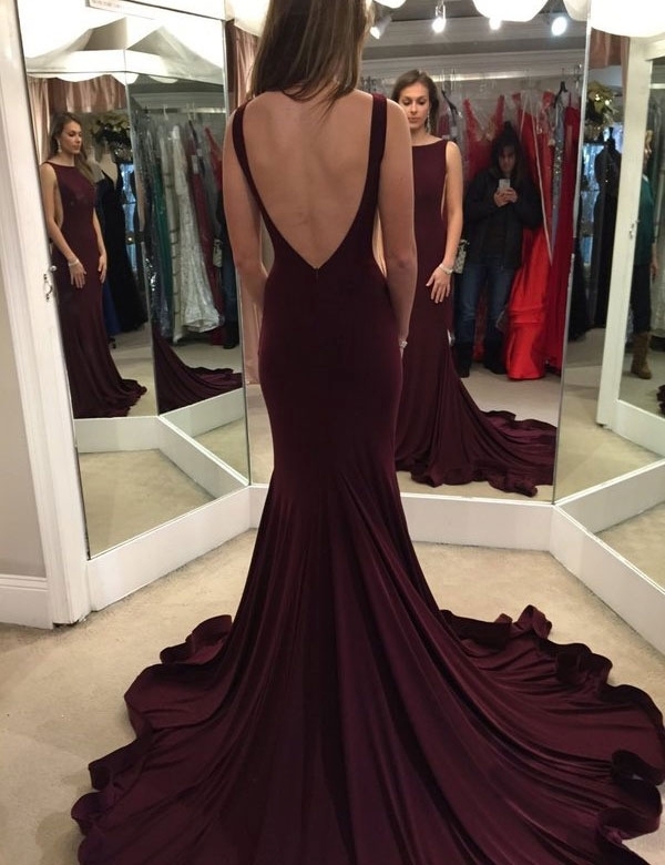 High Quality Spandex Backless Prom Dress Long Evening Gown High Collar Prom Dresses Watteau Evening Dress