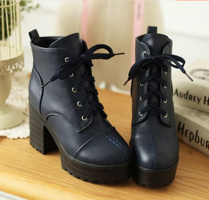 Ulass High Heel Lace Up Boots on Luulla