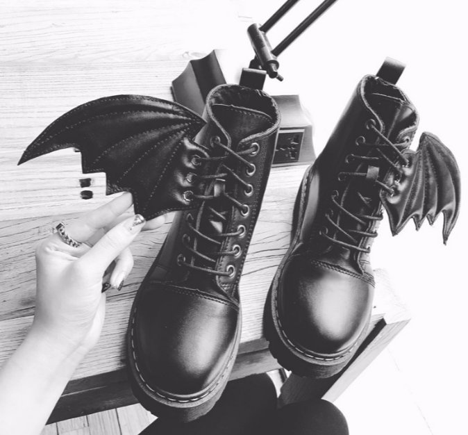 Ulass Black Demon Wings Martin Boots