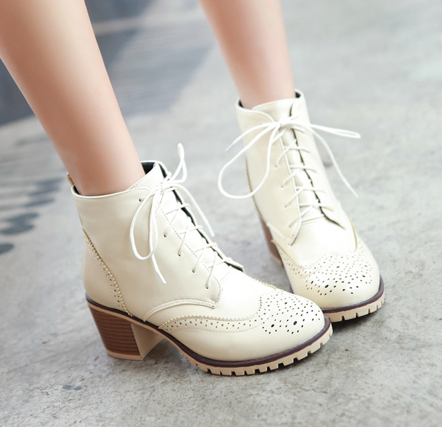 Oxford Ankle Boots With Brogue Details
