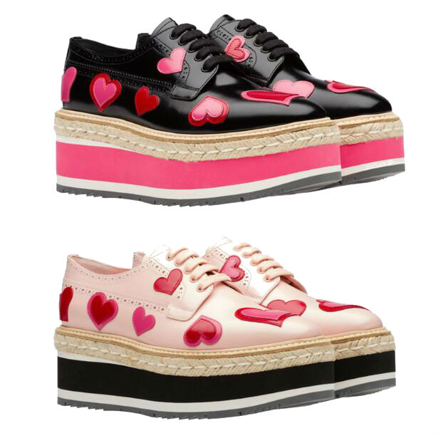 Heart Print Leather Skater Shoes
