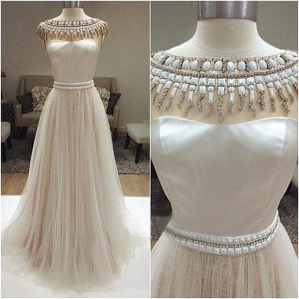 Ulass Ivory Long Sexy Evening Wedding Dress, Side Split Prom Dress