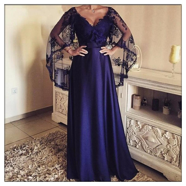 Ulass Prom Dress,sexy Elegant Evening Dress,v-neck Long Evening Dresses With Lace Shawl,formal Party Gowns,high Quality Graduation