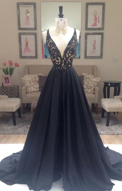 Ulass Elegant Prom Dress,black Prom Dress, A-line Prom Dress, V-neck Prom Dress Gown, Party Dress