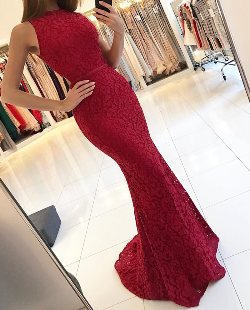 Ulass 2018 Nice Lace Evening Dress,mermaid Evening Gowns,mermaid Prom Dress,long Formal Dress,red Prom Dress