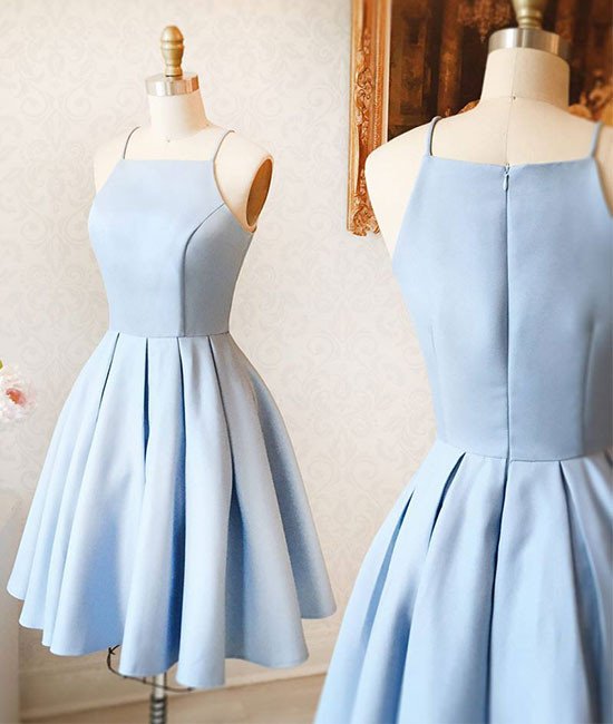 Ulass Cute A-Line Halter Light Blue Short Homecoming/Prom Dress