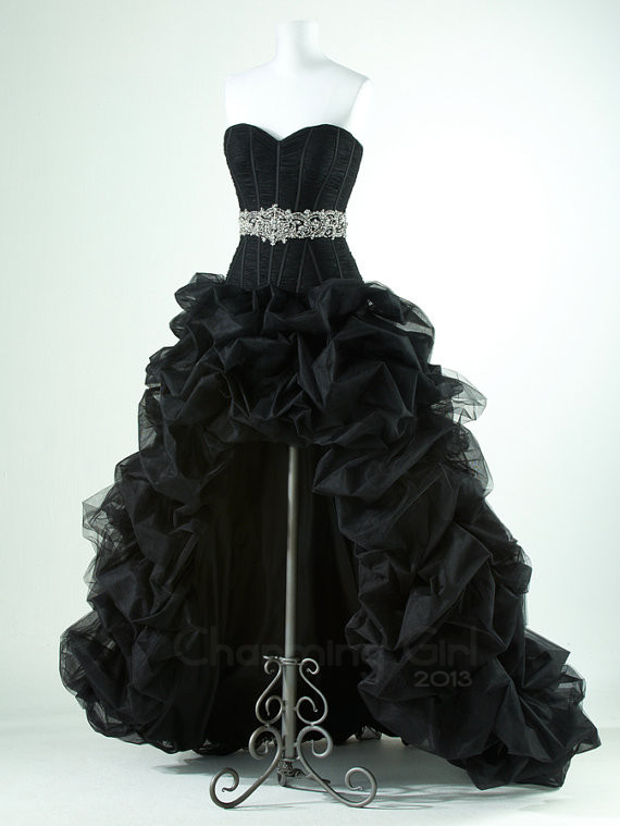 Gorgeous Black With High Low Prom Dresses