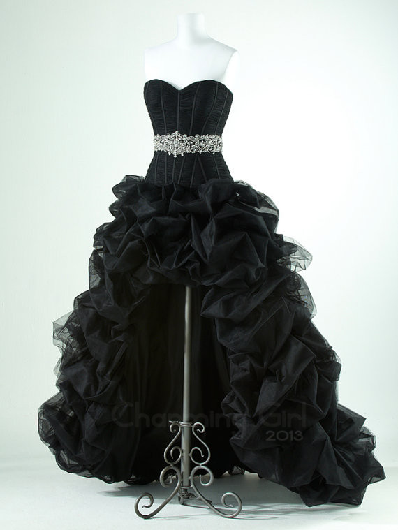 high low prom dress 2013 2013 S/S Fashion Show Black Lace Evening Dress Prom Gown (F00131100)