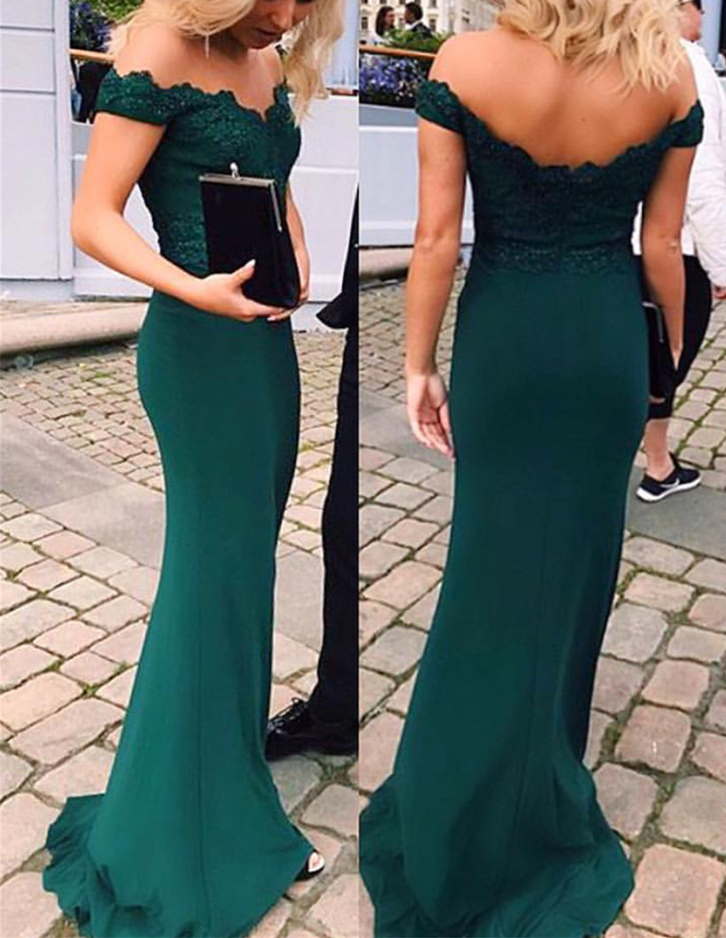 Emerald Green Long Sleeve Mermaid Prom Dress Promfy