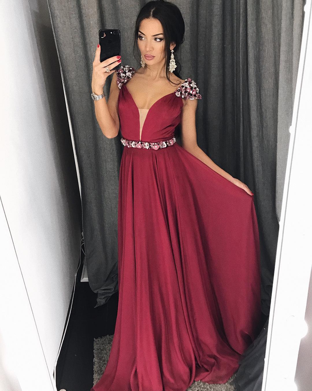 2018 Prom Dresses, A Line Prom Dresses, Long Evening Dress, Formal Women Dress