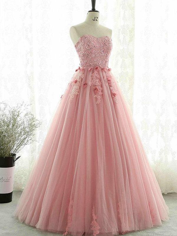 Sweetheart, Blush Pink Lace ,tulle,modest,evening Prom Dresses,sexy,2018 Fashion Dress