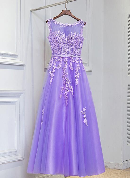 Lavender Tulle Evening Dress, Beautiful Party Dress 2018, Prom Dress 2018