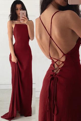 spaghetti strap maroon dress