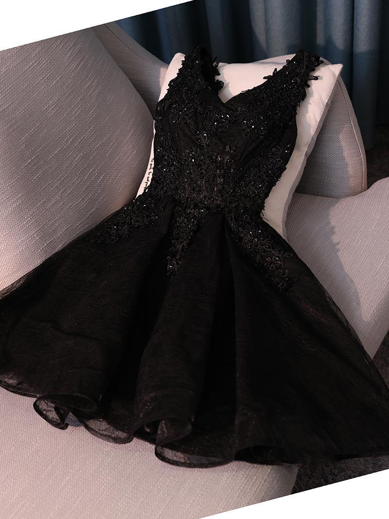 Black Lace Homecoming Dress V Neck Homecoming Dress