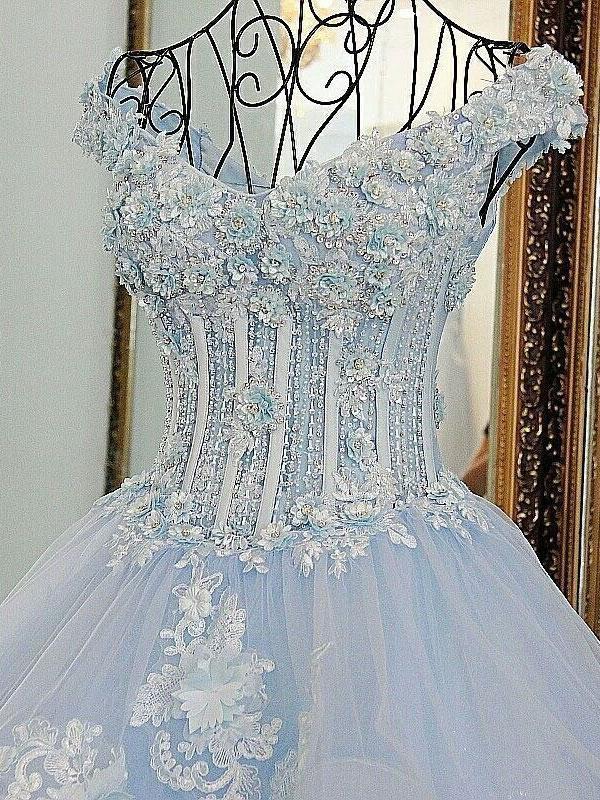 Ball Gown Off The Shoulder Lace Appliqued Quinceanera Dresses