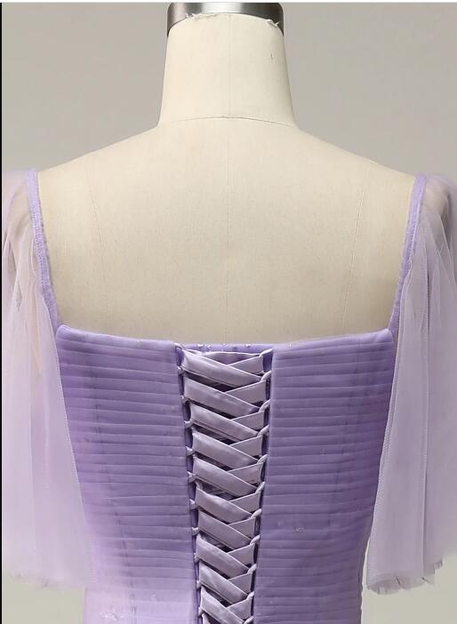 Lavender Ruffles Backless Poofy Prom Dress main image 0