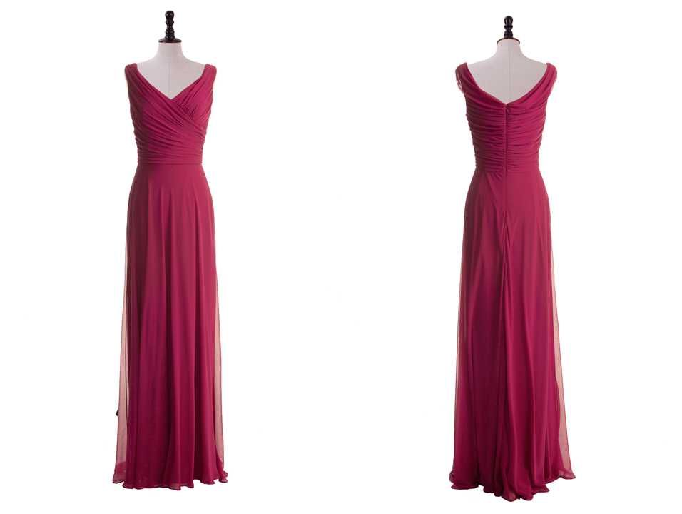Simple Floor Length V-neck Chiffon Chiffon Prom Dress/bridesmaid Dress/homecoming Dress/[party Dress/evening Dress