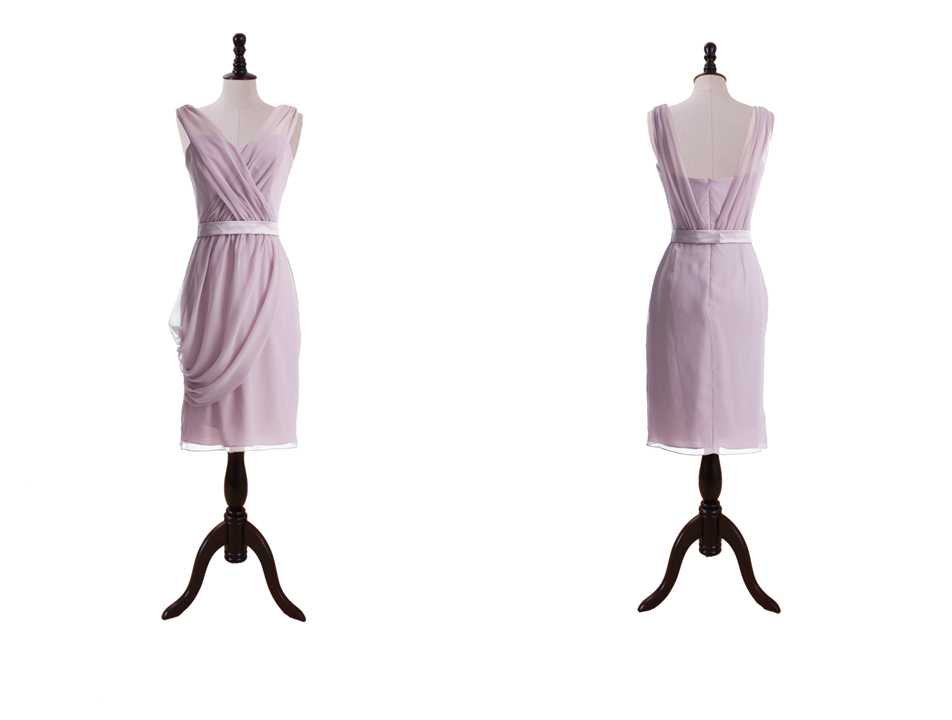 Draped V-neck Dress With Swag Skirt Chiffon Prom Dress/bridesmaid Dress/homecoming Dress/[party Dress/evening Dress