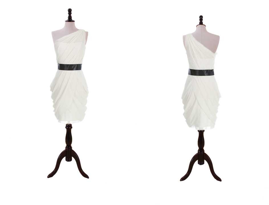 Crinkle Chiffon One Shoulder With Ribbon Chiffon Prom Dress/bridesmaid Dress/homecoming Dress/[party Dress/evening Dress