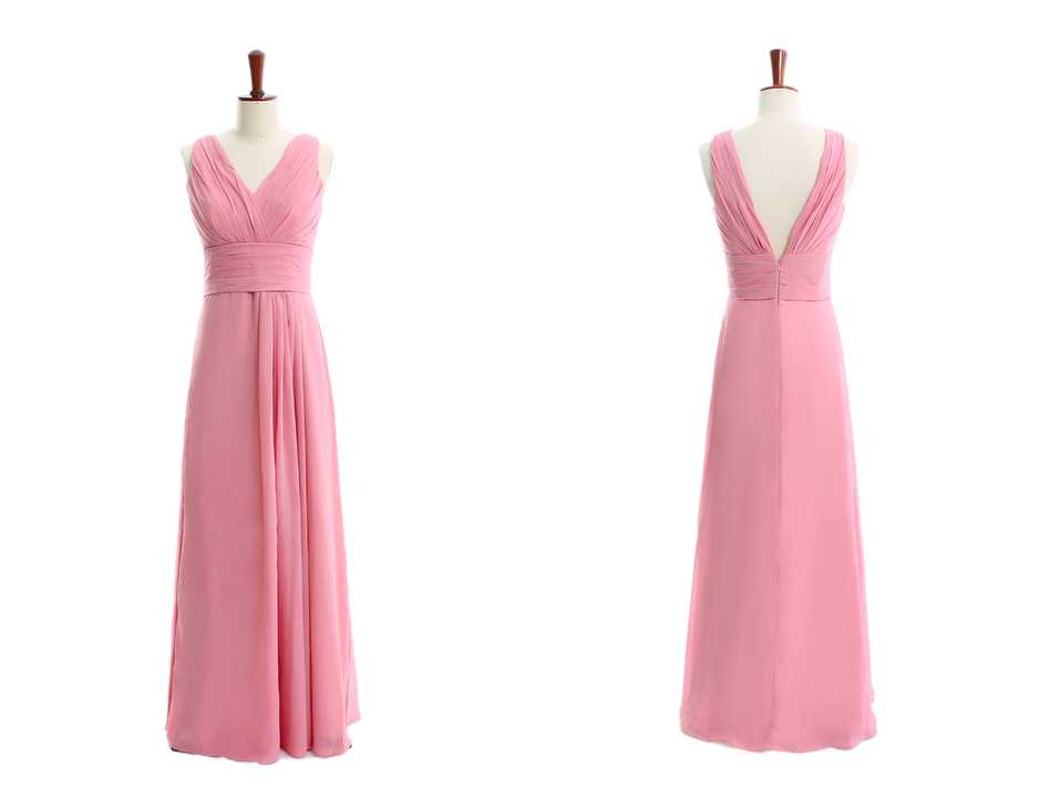 V-neck Modern Pleats Chiffon Chiffon Prom Dress/bridesmaid Dress/homecoming Dress/[party Dress/evening Dress