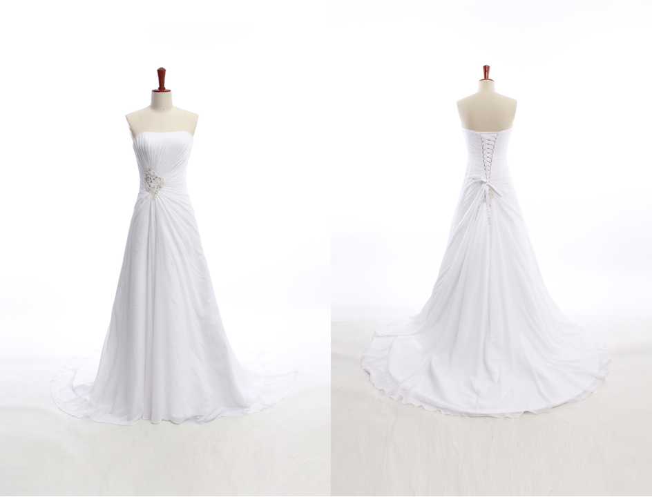 Gorgeous Strapless A-line Chapel Train Bridal Wedding Dress Bridal Dress Gown Wedding Gown Bridal Gown Lace Bridal Dress