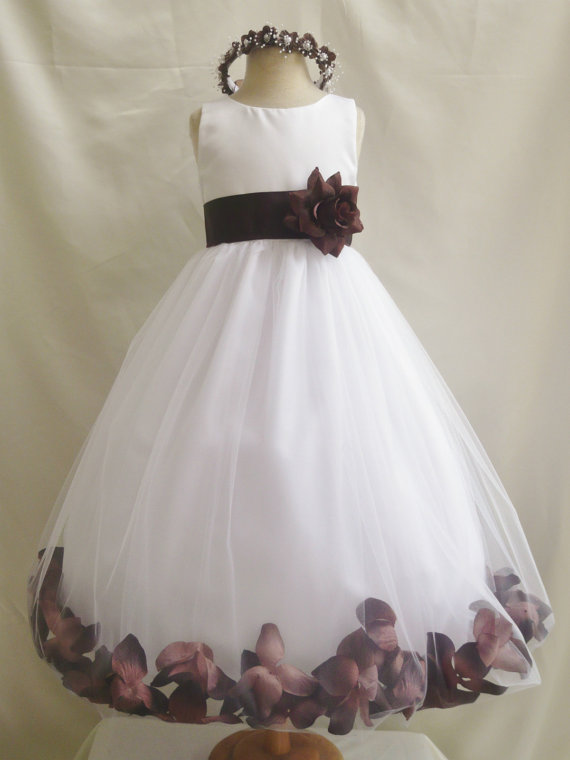 Ulass Flower Girl Dress - Ivory Rose Petal Dress With Blue Royal - Wedding, Easter, Junior Bridesmaid, Formal Girl Dress, Recital