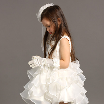 Ulass Girls Princess Dress Wedding Flower Girl Dress White Fluffy Dress Costumes Children In Autumn And Winter