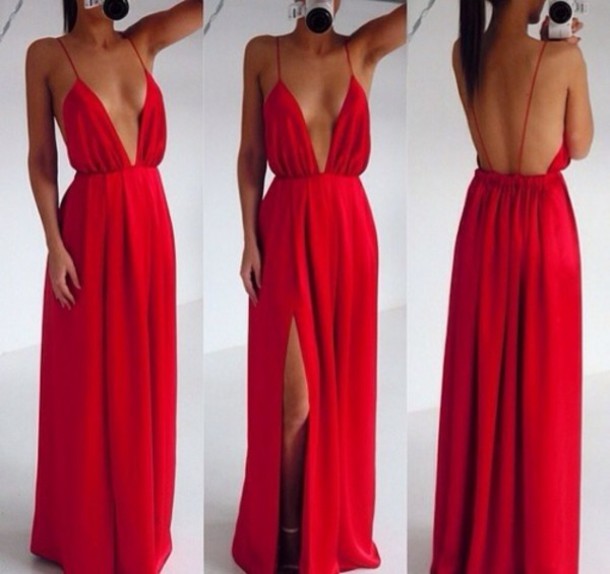 red backless formal dress