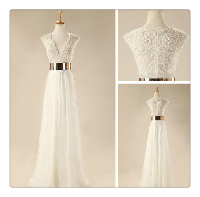 Ulass Custom Made White Floor Length Prom Dresses, Wedding Dresses, Dresses For Prom, Evening Dresses